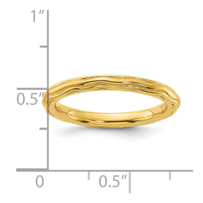 Sterling Silver Stackable Expressions Gold-plated Wave Design Ring