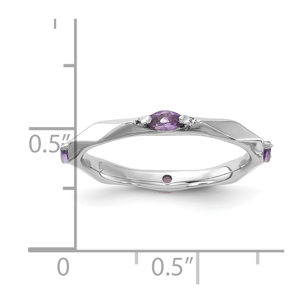 Sterling Silver Stackable Expressions Rhodium-plated Amethyst Ring