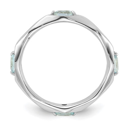 Sterling Silver Stackable Expressions Rhodium-plated Aquamarine Ring