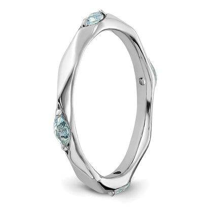 Sterling Silver Stackable Expressions Rhodium-plated Aquamarine Ring