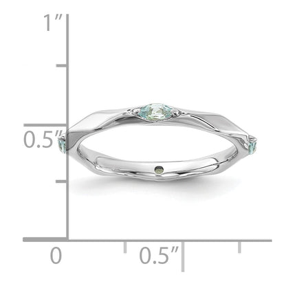 Sterling Silver Stackable Expressions Rhodium-plated Aquamarine Ring