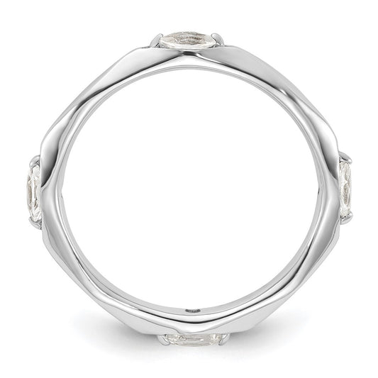 Sterling Silver Stackable Expressions Rhodium-plated White Topaz Ring