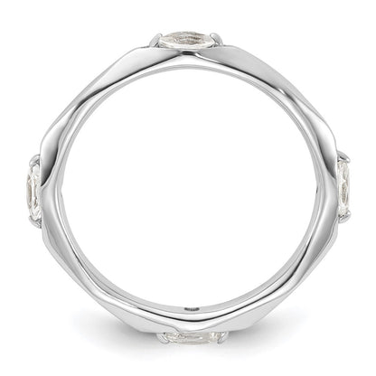 Sterling Silver Stackable Expressions Rhodium-plated White Topaz Ring