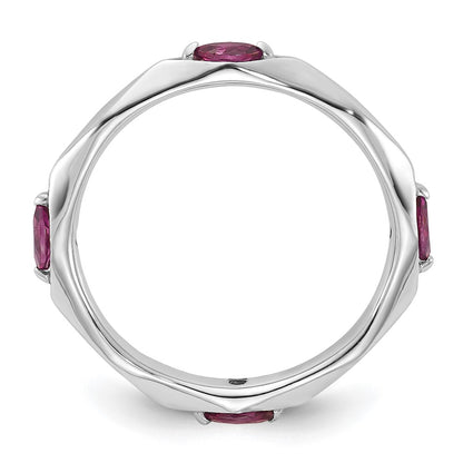 Sterling Silver Stackable Expressions Rhod-plated Rhodolite Garnet Ring