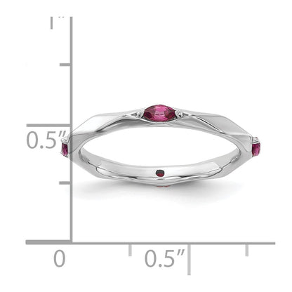 Sterling Silver Stackable Expressions Rhod-plated Rhodolite Garnet Ring