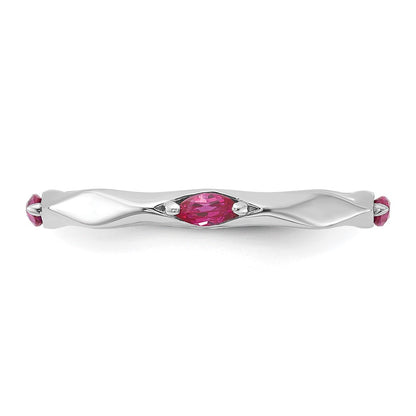 Sterling Silver Stackable Expressions Rhodium-plated Created Ruby Ring