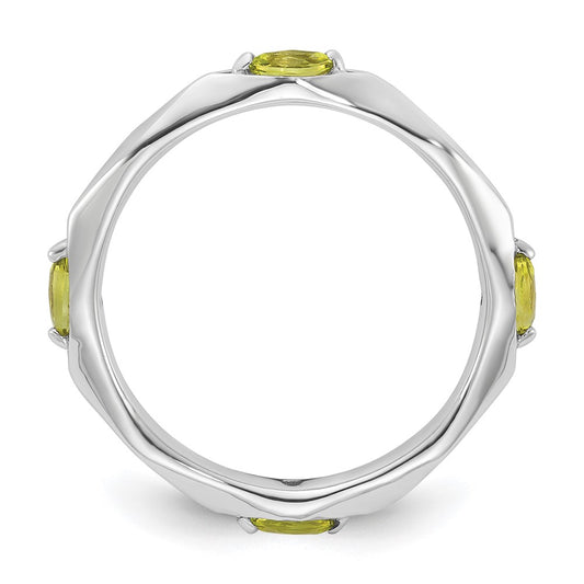 Sterling Silver Stackable Expressions Rhodium-plated Peridot Ring