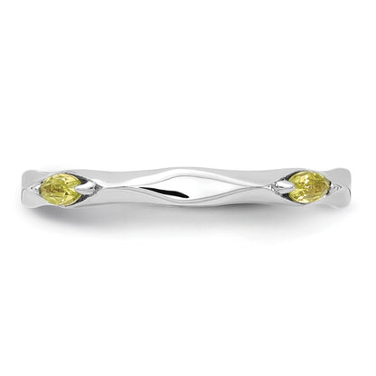 Sterling Silver Stackable Expressions Rhodium-plated Peridot Ring