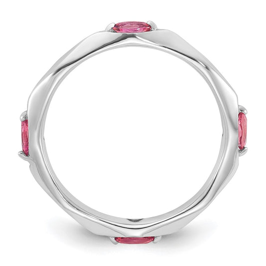 Sterling Silver Stackable Expressions Rhodium-plated Pink Tourmaline Ring