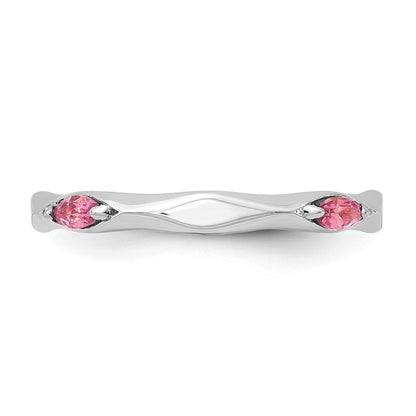 Sterling Silver Stackable Expressions Rhodium-plated Pink Tourmaline Ring