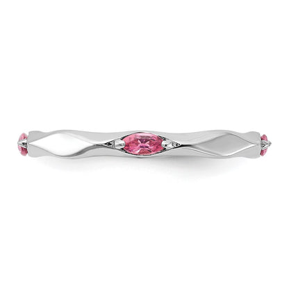 Sterling Silver Stackable Expressions Rhodium-plated Pink Tourmaline Ring