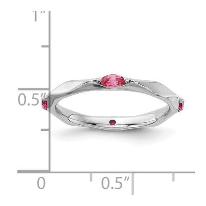 Sterling Silver Stackable Expressions Rhodium-plated Pink Tourmaline Ring