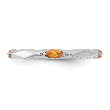 Sterling Silver Stackable Expressions Rhodium-plated Citrine Ring