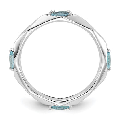 Sterling Silver Stackable Expressions Rhodium-plated Blue Topaz Ring
