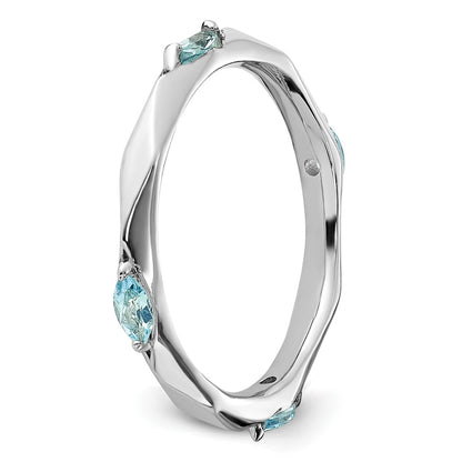 Sterling Silver Stackable Expressions Rhodium-plated Blue Topaz Ring