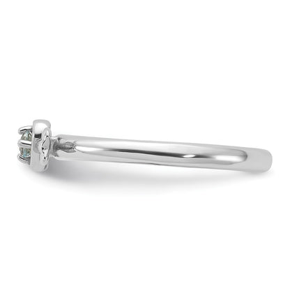 Sterling Silver Stackable Expressions Rhodium-plated Aquamarine Heart with Arrow Ring