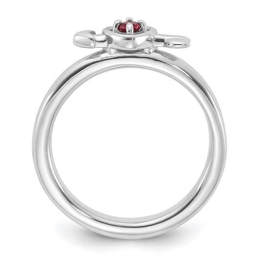 Sterling Silver Stackable Expressions Rhodium-plated Pink Tourmaline Heart with Arrow Ring
