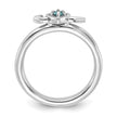 Sterling Silver Stackable Expressions Rhodium-plated Blue Topaz Heart with Arrow Ring