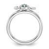 Sterling Silver Stackable Expressions Rhodium-plated Blue Topaz Heart with Arrow Ring
