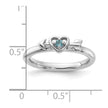 Sterling Silver Stackable Expressions Rhodium-plated Blue Topaz Heart with Arrow Ring