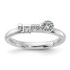 Sterling Silver Stackable Expressions Rhodium-plated Aquamarine and White Topaz Key Ring