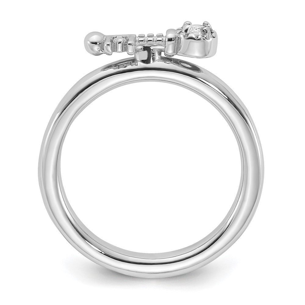 Sterling Silver Stackable Expressions Rhodium-plated White Topaz Key Ring