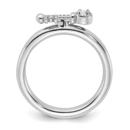 Sterling Silver Stackable Expressions Rhodium-plated White Topaz Key Ring