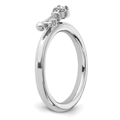 Sterling Silver Stackable Expressions Rhodium-plated White Topaz Key Ring