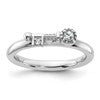 Sterling Silver Stackable Expressions Rhodium-plated White Topaz Key Ring