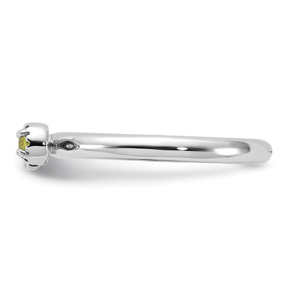 Sterling Silver Stackable Expressions Rhodium-plated Peridot and White Topaz Key Ring