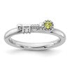 Sterling Silver Stackable Expressions Rhodium-plated Peridot and White Topaz Key Ring