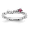 Sterling Silver Stackable Expressions Rhodium-plated Pink Tourmaline and White Topaz Key Ring
