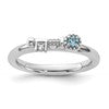 Sterling Silver Stackable Expressions Rhodium-plated Blue and White Topaz Key Ring