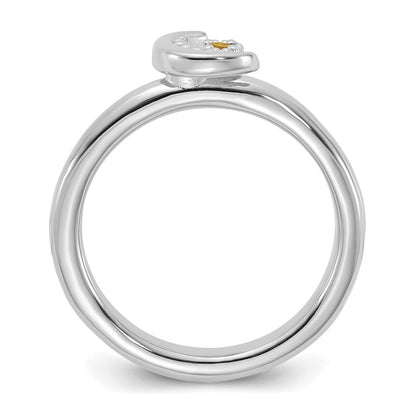 Sterling Silver Stackable Expressions Rhodium-plated Citrine Moon Ring