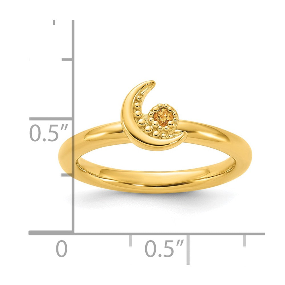 Sterling Silver Stackable Expressions Gold-plated Citrine Moon Ring