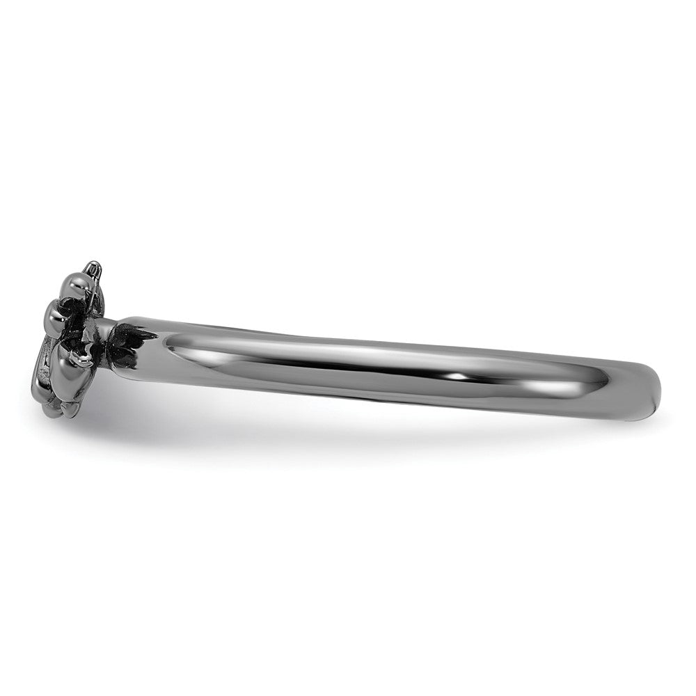 Sterling Silver Stackable Expressions Black Rhodium Bee Ring