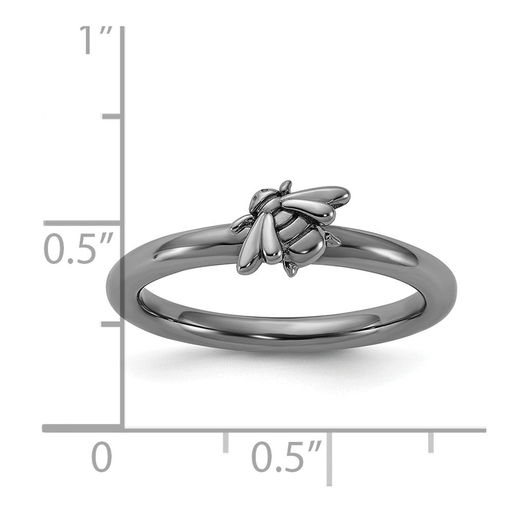 Sterling Silver Stackable Expressions Black Rhodium Bee Ring