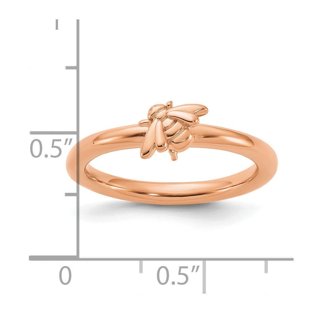 Sterling Silver Stackable Expressions Rose Gold-plated Bee Ring