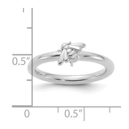 Sterling Silver Stackable Expressions Rhodium-plated Bee Ring