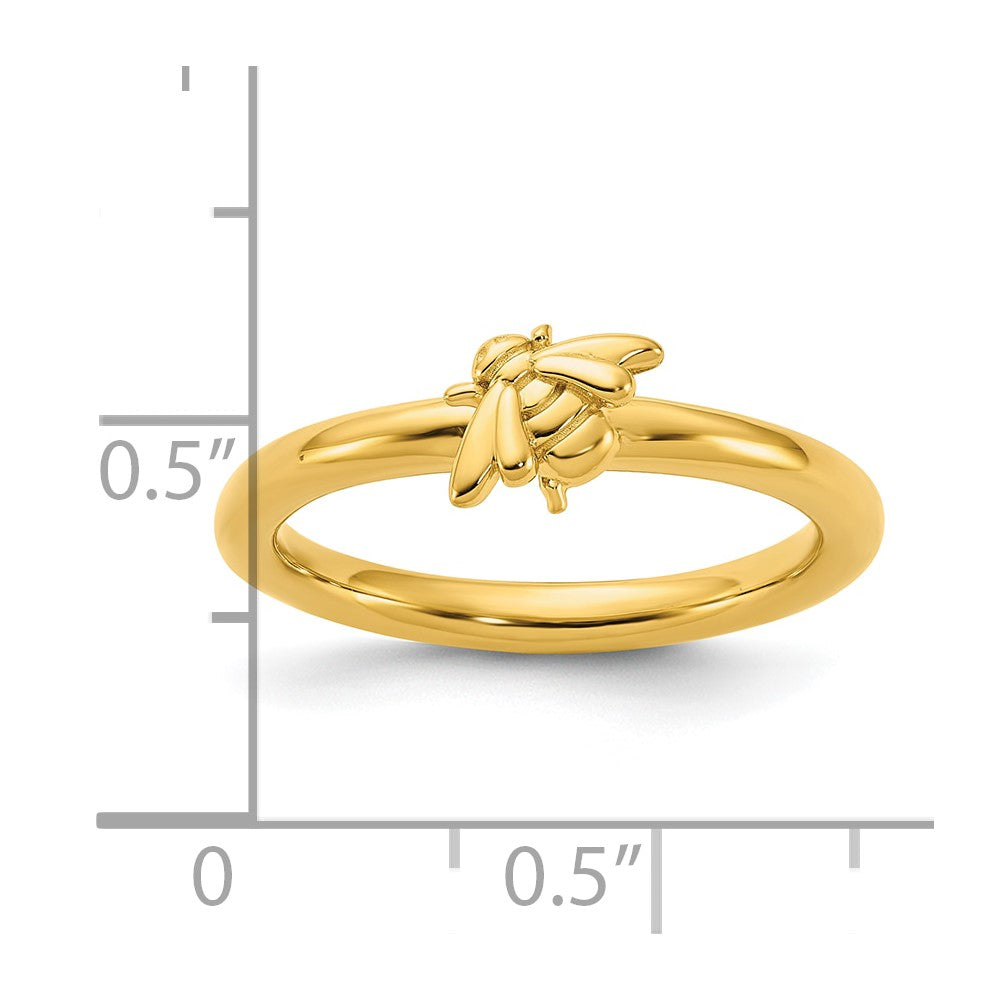 Sterling Silver Stackable Expressions Gold-plated Bee Ring