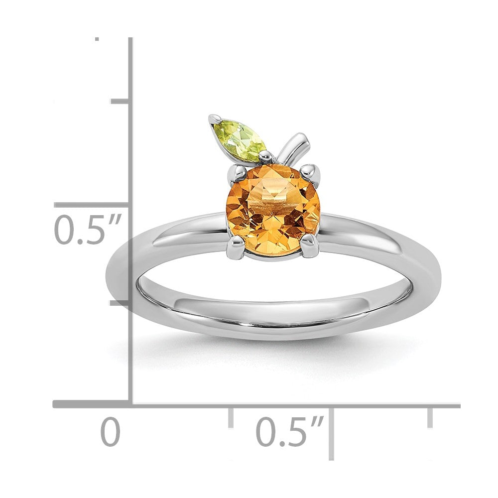 Sterling Silver Stackable Expressions RH-plated Citrine Peridot Orange Ring