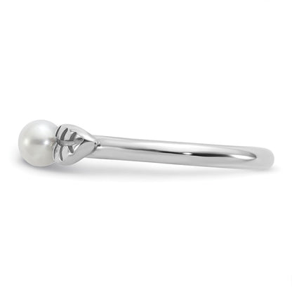 Sterling Silver Stackable Expressions Rhod-plated 4-5mm FWC Pearl Ring