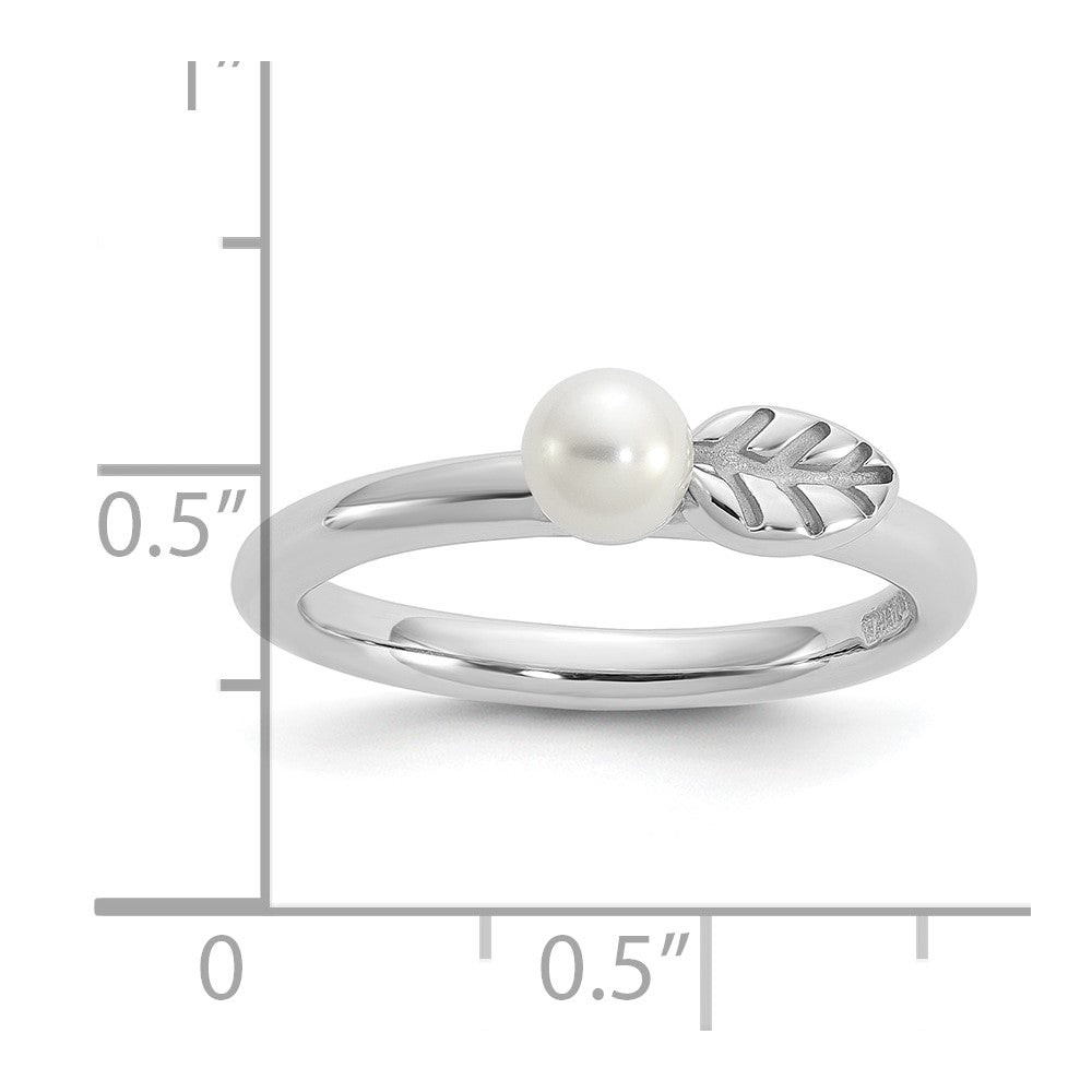 Sterling Silver Stackable Expressions Rhod-plated 4-5mm FWC Pearl Ring