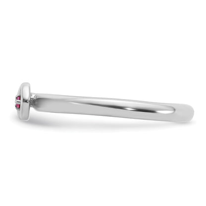 Sterling Silver Stackable Expressions Rh-plated Cr.Ruby Infinity/Wing Ring