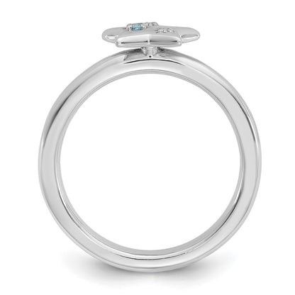 Sterling Silver Stackable Expressions Rh-plated Blue/White Topaz Star Ring