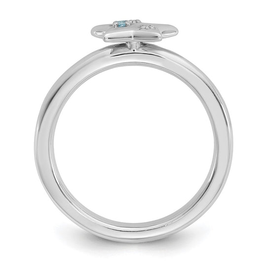 Sterling Silver Stackable Expressions Rh-plated Blue/White Topaz Star Ring
