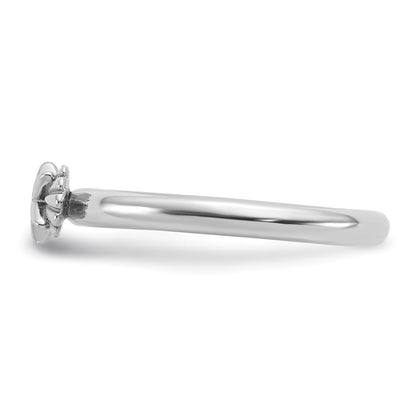 Sterling Silver Stackable Expressions Rh-plated Starfish and Shell Ring