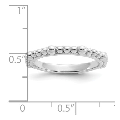 Sterling Silver Stackable Expressions Rhodium-plated Beaded Ring