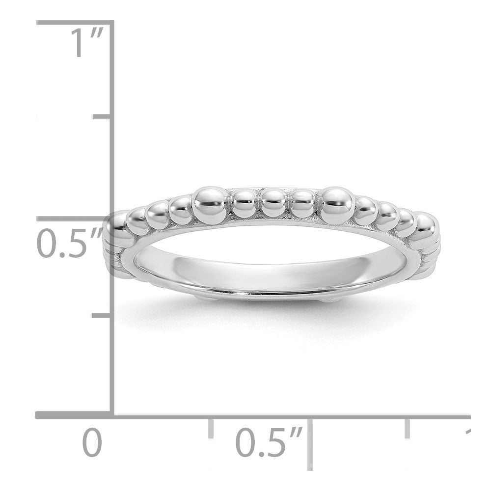 Sterling Silver Stackable Expressions Rhodium-plated Beaded Ring