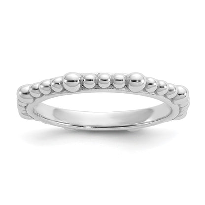 Sterling Silver Stackable Expressions Rhodium-plated Beaded Ring